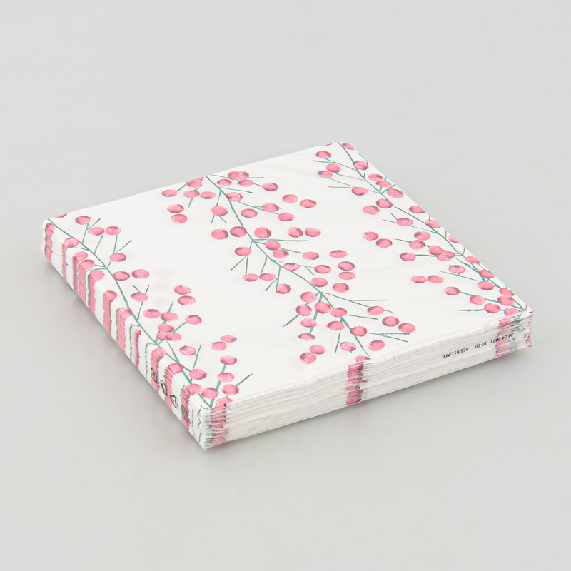 20 Serviettes 33x33cm, Imprimé Feuillage ROSE CLAIR